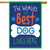 Briarwood Lane double-sided house flag with colorful dog design and pawprint accents for porch display.