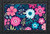 Briarwood Lane Bright Floral Spring Doormat with pink, white, and blue flowers on dark blue background.