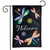 Briarwood Lane colorful dragonfly garden flag with welcome text, vibrant spring design on burlap background.