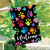 Rainbow pawprints and hearts on black house flag with Welcome text, Briarwood Lane brand outdoor decor.