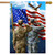 Briarwood Lane America's Heroes Patriotic House Flag with soldiers saluting American flag and eagle overhead.