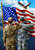 Briarwood Lane America's Heroes Patriotic House Flag with soldiers saluting and American flag.
