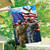 Briarwood Lane America's Heroes Patriotic House Flag with soldiers and American flag design.