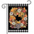 Briarwood Lane Fall Pumpkin Wreath Floral Garden Flag with black and white gingham trim.