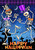 Briarwood Lane Dancing Skeletons Halloween Garden Flag with purple and orange skeleton designs at night.