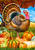 Briarwood Lane small printed Turkey And Pumpkins Fall House Flag colorful autumn decorative seasonal display.