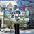 Briarwood Lane large checkered snowman winter mailbox cover with colorful festive holiday design on porch.