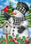 Briarwood Lane small, colorful, printed Checkered Snowman Winter Garden Flag for festive holiday porch display.
