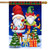 Briarwood Lane Christmas Gnomes Humor House Flag with colorful, cheery gnomes and festive holiday design.
