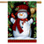 Briarwood Lane small printed Red Checkered Snowman Winter House Flag, colorful holiday decoration for porch display.