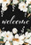Briarwood Lane White Magnolias Spring House Flag with colorful, cheery white flowers on black background.