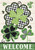 Briarwood Lane Patterned Shamrocks Welcome House Flag with green, gold, and plaid shamrock designs.