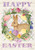 Briarwood Lane Bunny Easter Wreath Garden Flag with colorful eggs and floral decorations on display.