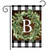 Briarwood Lane Wreath Monogram B Garden Flag with greenery and checkered border for porch display.