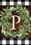 Briarwood Lane Wreath Monogram P Garden Flag with greenery and checkered border for farmhouse decor.