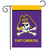 Briarwood Lane East Carolina University NCAA garden flag with purple, gold, and white pirate skull design.