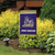 Briarwood Lane James Madison University NCAA garden flag with colorful decorative design on purple background.