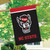 Briarwood Lane NC State University NCAA house flag with wolf logo and red accents displayed outdoors.