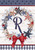 Briarwood Lane American Wreath Monogram R Garden Flag with red bow and stars and stripes.