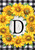 Briarwood Lane Sunflowers Monogram D Garden Flag with bright floral print on small decorative fabric display.