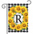Briarwood Lane Sunflowers Monogram R Garden Flag with colorful floral design and black and white trim.