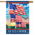 Briarwood Lane Waving American Flags Welcome House Flag with patriotic stars and stripes design.