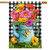 Briarwood Lane Gerber Daisy Watering Can flag with colorful flowers, butterflies on checkered spring garden decor.
