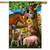 Briarwood Lane farm flag with colorful animals, sunflowers, and barn on a cheerful springtime background.