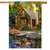 Briarwood Lane Lakeside Cabin House Flag with deer, ducks, and canoe on a serene springtime outdoors scene.