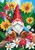 Briarwood Lane Gnome And Garden flag with sunflowers, mushrooms, and flowers for summer porch display.