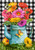 Briarwood Lane Gerber Daisy Watering Can flag with colorful flowers, butterflies, and checkered background design.