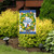 Briarwood Lane lemon wreath garden flag with blue plaid, butterflies, and welcome message for spring porch.