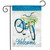 Briarwood Lane spring bike welcome garden flag with colorful, cheery bicycle and flowers design.
