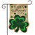 Briarwood Lane Happy St. Patrick's Day shamrock burlap garden flag with green four-leaf clover design.