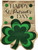Briarwood Lane Happy St. Patrick's Day shamrock burlap garden flag with green four-leaf clover design.