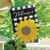 Sculpted Sunflower Summer Burlap House Flag