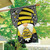 Bee Happy Gnome Summer Sculpted Burlap House Flag