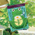 Briarwood Lane burlap house flag with colorful frog, daisy, and dragonfly design for spring summer decor.