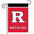 Rutgers University NCAA Licensed Garden Flag by Briarwood Lane, red with white R and text.