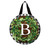 Briarwood Lane monogrammed letter B door hanger with greenery wreath on plaid background decor.