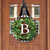 Briarwood Lane monogrammed wreath with greenery and letter B on checkered background door hanger decor.