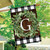 Briarwood Lane Wreath Monogram G double-sided house flag with greenery on plaid background decoration.