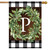 Wreath Monogram P Double-Sided House Flag