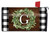 Briarwood Lane standard wreath monogrammed mailbox cover with greenery and checkered border, colorful decorative design.