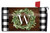 Briarwood Lane Wreath Monogram Letter W Mailbox Cover with checkered plaid and greenery design.