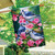 Briarwood Lane Blue Jay Trio spring house flag with colorful floral birds on pink magnolias.