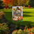 Briarwood Lane Pilgrim Puppies Garden Flag with adorable puppies and fall decorations on a garden lawn.