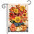 Briarwood Lane Autumn Bouquet Garden Flag with sunflowers, pumpkins, and fall flowers on a wooden background.