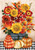 Briarwood Lane Autumn Bouquet Garden Flag with vibrant orange, yellow and red flowers and pumpkins.
