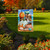 Briarwood Lane Seaside Fall Garden Flag with autumnal pumpkin and seashell design outdoors.